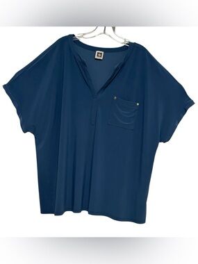 Anne Klein Blue V-Neck Blouse